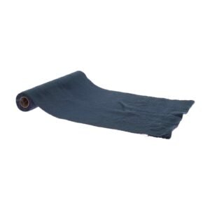 Chemin de table en gaze de coton bleu marine